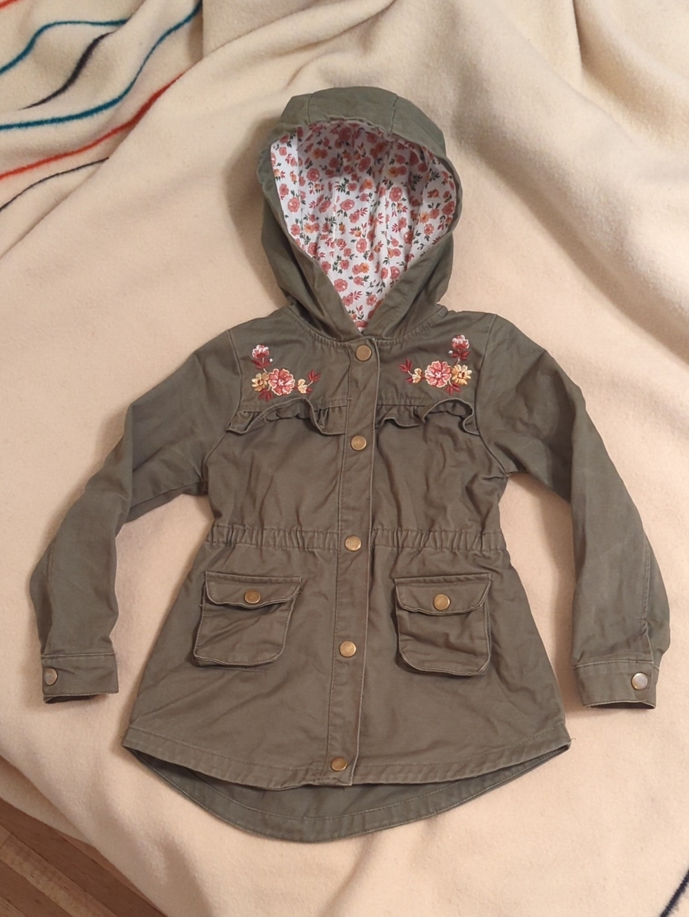 Adorable Hooded Cotton Embroidered Fit-and-Flare Jacket, 4-5yrs
